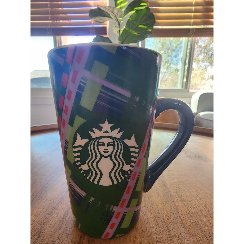 2020 Starbucks Holiday Green Plaid Christmas Tall Coffee Cup Tea Mug | 16oz